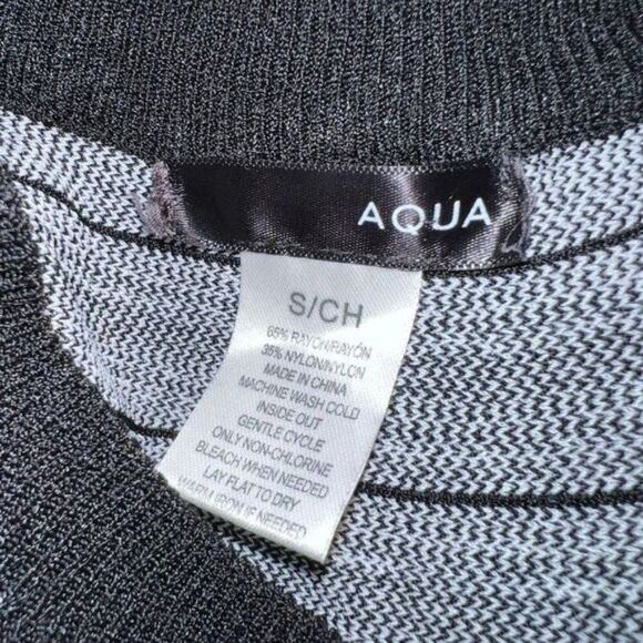 AQUA x Revolve Black & White Fit & Flare Sleeveless Sweater Dress - US S - Picture 5 of 6